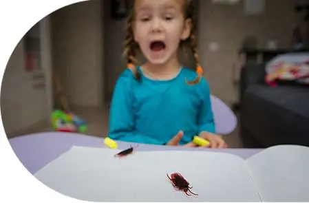 Little girl screams when cockroaches crawl over her desk - Get rid of cockroaches with Seitz Brothers Pest Control in Tamaqua PA